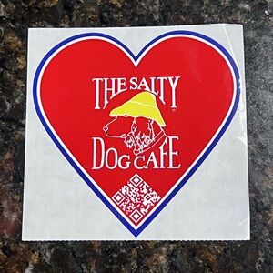 The Salty Dog Cafe-Classic Large Red Heart Sticker-Hilton Head Island SC